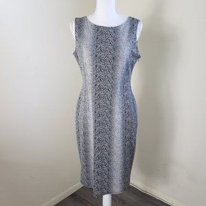 Nine West Animal Print Sleeveless Sheath Dress Black/Grey Size 8